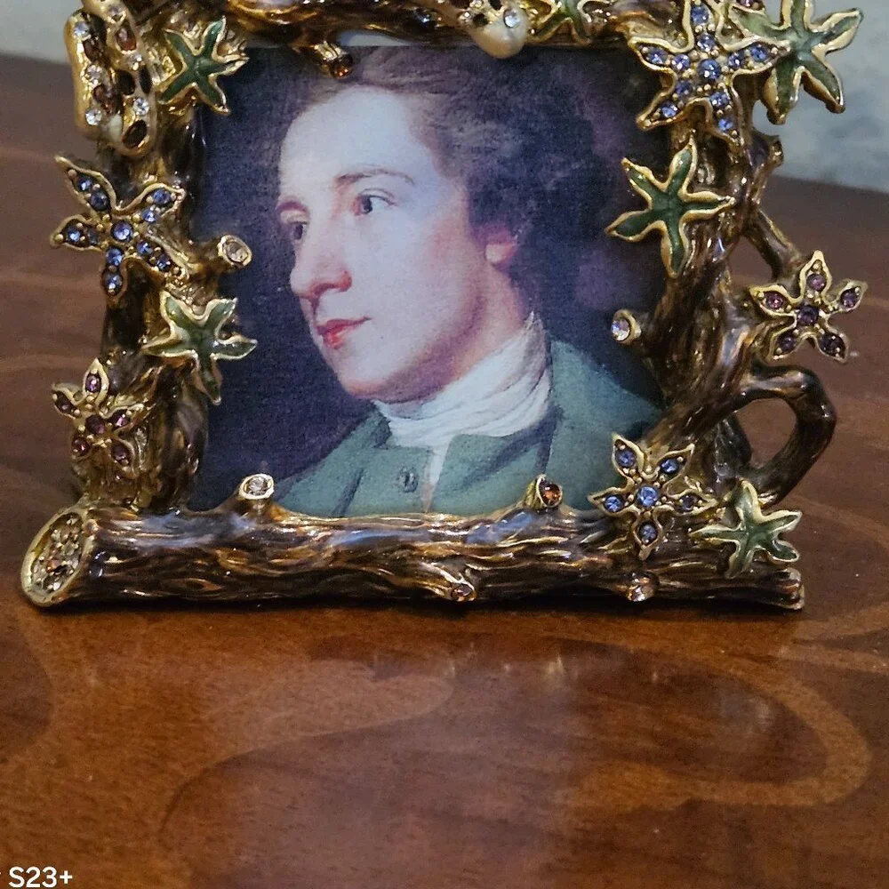 EXQUISITE RARE JAY STRONGWATER LEOPARD JUNGLE LEAF CRYSTAL ENAMEL FRAME